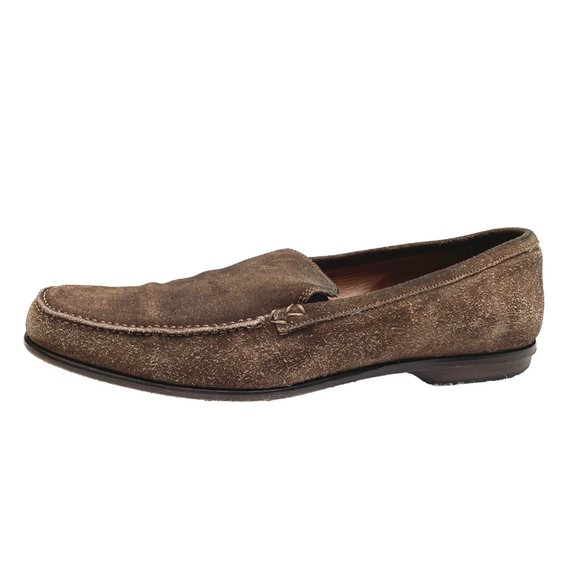 John Varvatos Distressed Suede Loafers - Brown | 10 - Picture 4 of 14